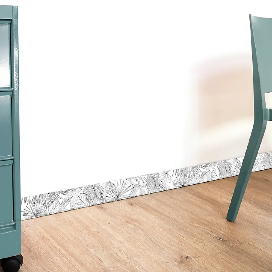 Lot de 10 Plinthes PVC Floral Noire - - H8 x L100 cm Profondeur 14 mm-99Deco