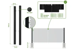 Casanoov Lot de 2 poteaux en fer DARIO 8x8cm H.190cm Noir Mat