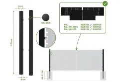 Lot de 2 poteaux en fer DARIO 8x8cm H.170cm Noir Mat-Casanoov New