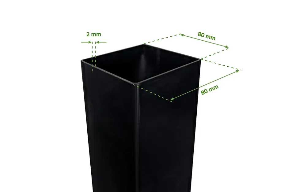 Casanoov Lot de 2 poteaux en fer DARIO 8x8cm H.230cm Noir Mat