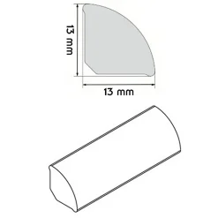 Monmobilierdesign Lot de 1 Quart de rond PVC 13 x 13 mm longueur 2 m Blanc