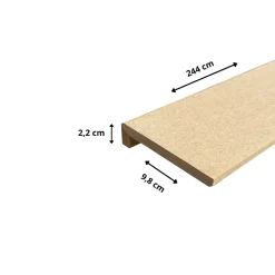 Wood&Sens Lot de 6 Surplinthes MDF, L.2.44 m x H.9.8 cm, Ep.22 mm