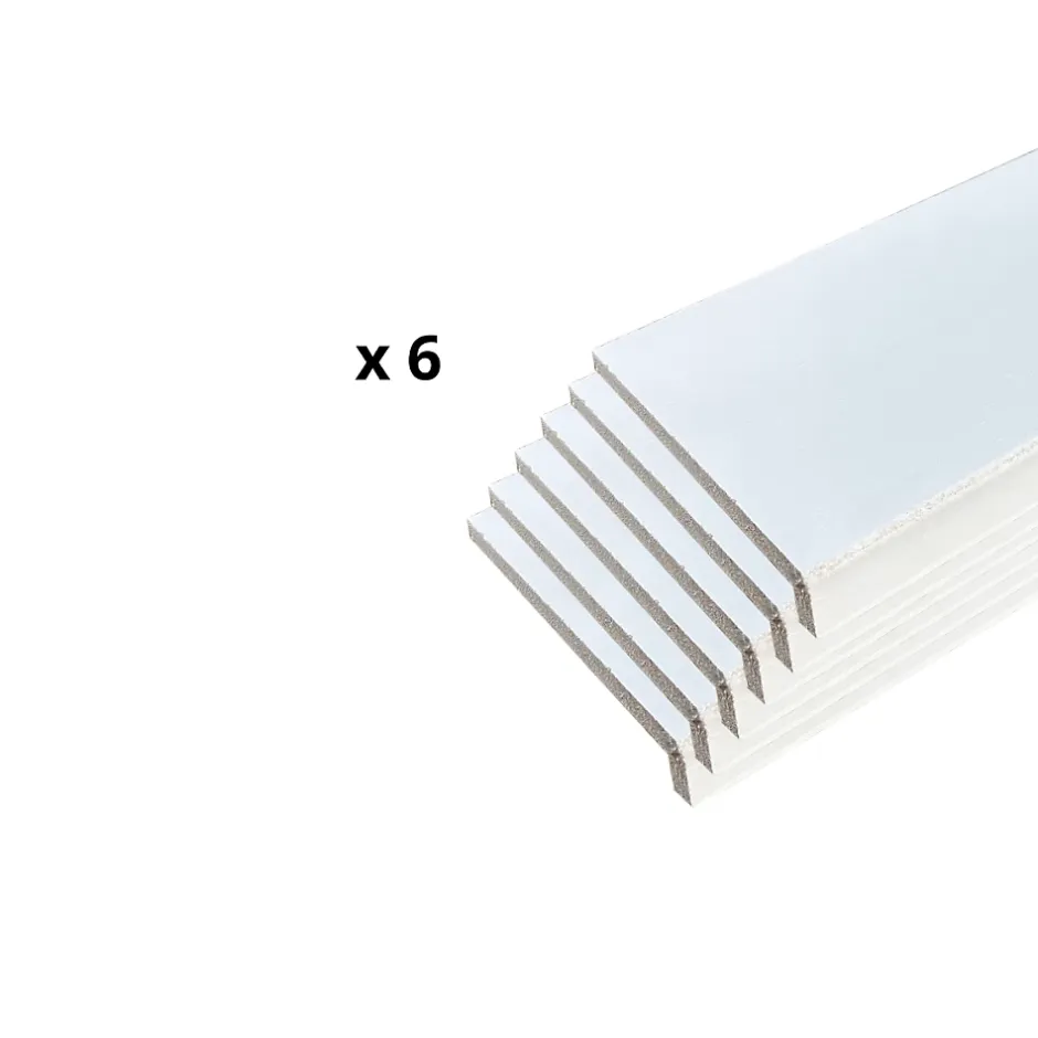 Lot de 6 Surplinthes MDF Revêtues Blanc, L.2.40 m x H.12.8 cm, Ep.22 mm-Wood&Sens Discount