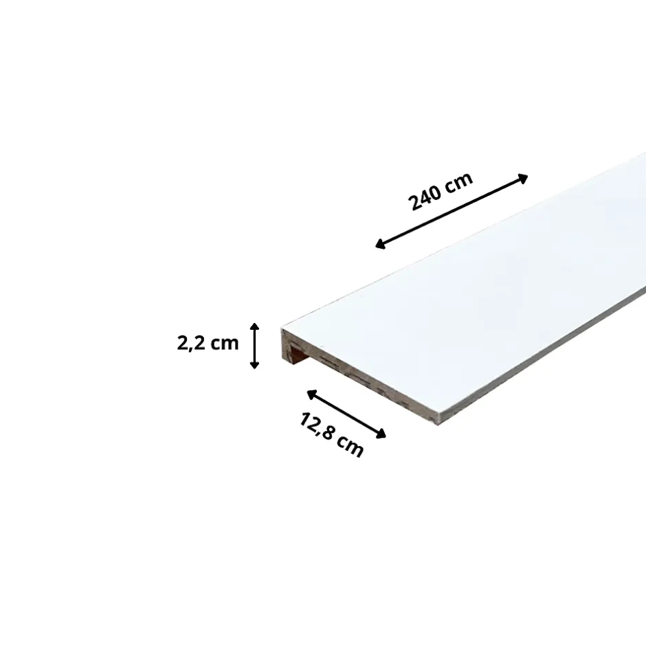 Lot de 6 Surplinthes MDF Revêtues Blanc, L.2.40 m x H.12.8 cm, Ep.22 mm-Wood&Sens Discount