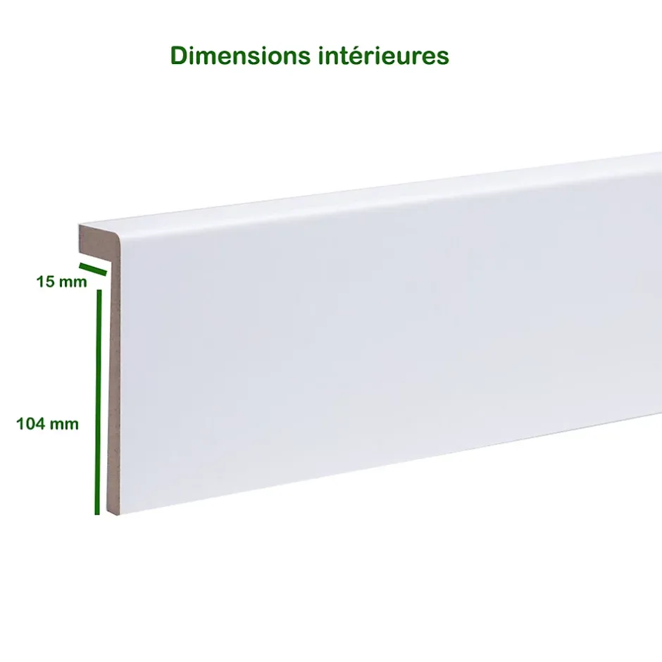 Forestea Lot de 5 surplinthes MDF revêtues blanc 2400 x 110 x 19 mm