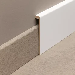 Lot de 6 surplinthes MDF revêtues blanc 2400 x 130 x 16 mm-Forestea