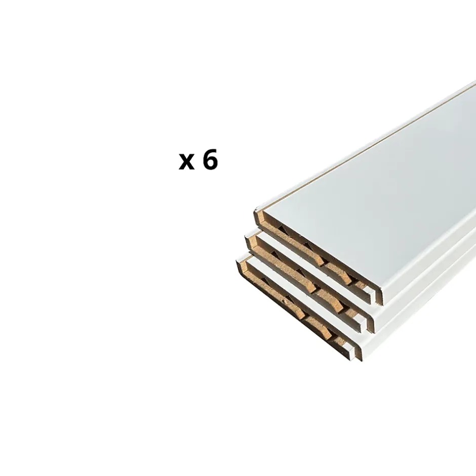 Lot de 6 Surplinthes MDF Revêtues Blanc, L.2.40 m x l.13.1 cm, Ep.22 mm-Wood&Sens Discount