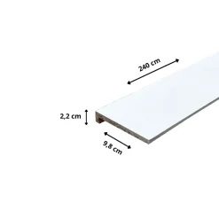 Lot de 6 Surplinthes MDF Revêtues Blanc, L.2.40 m x H.9.8 cm, Ep.22 mm-Wood&Sens New
