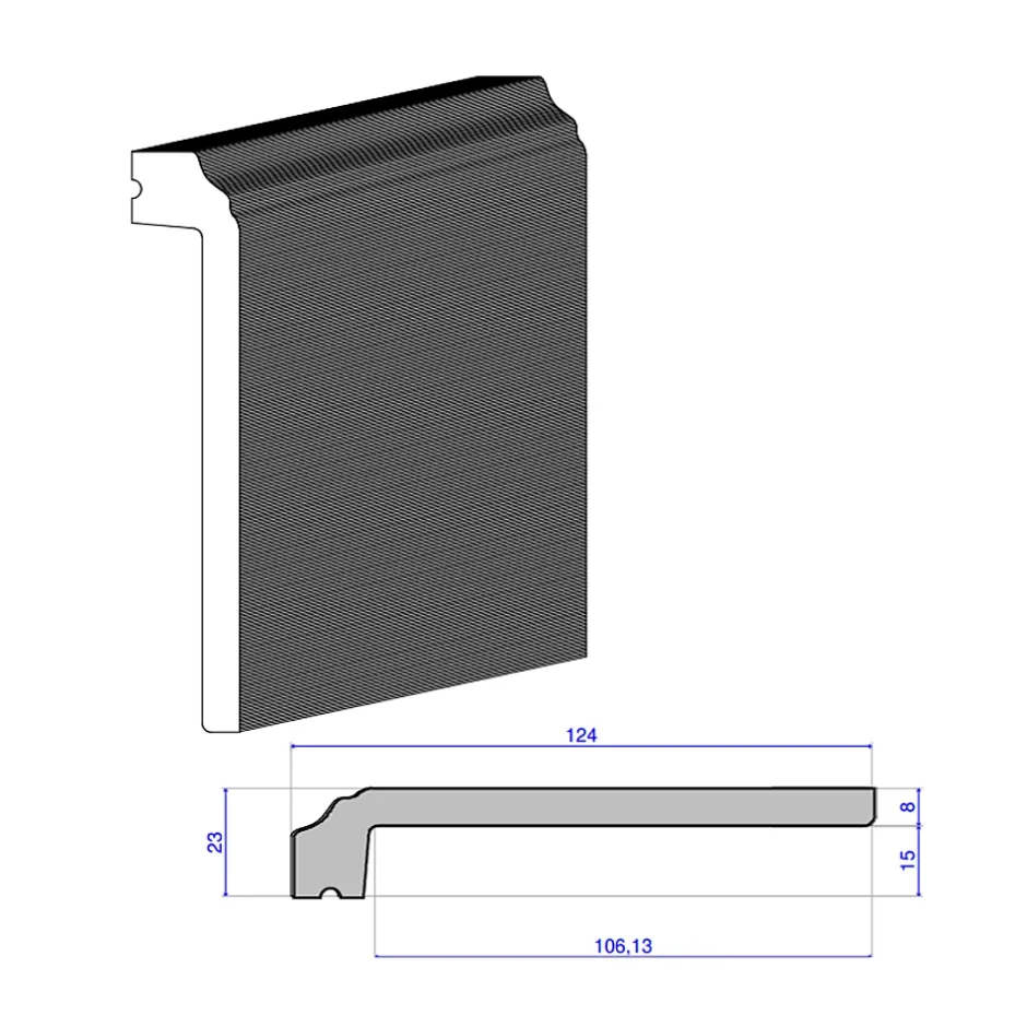 Wood&Sens Lot de 8 Surplinthes Style Polymère, L.240 cm x H.12,4 cm, Ep.23 mm