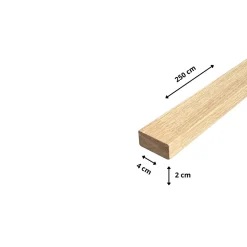 Wood&Sens Lot de 10 Tasseaux Chêne Abouté, L.250 cm x l.2 cm, Ep.4 cm