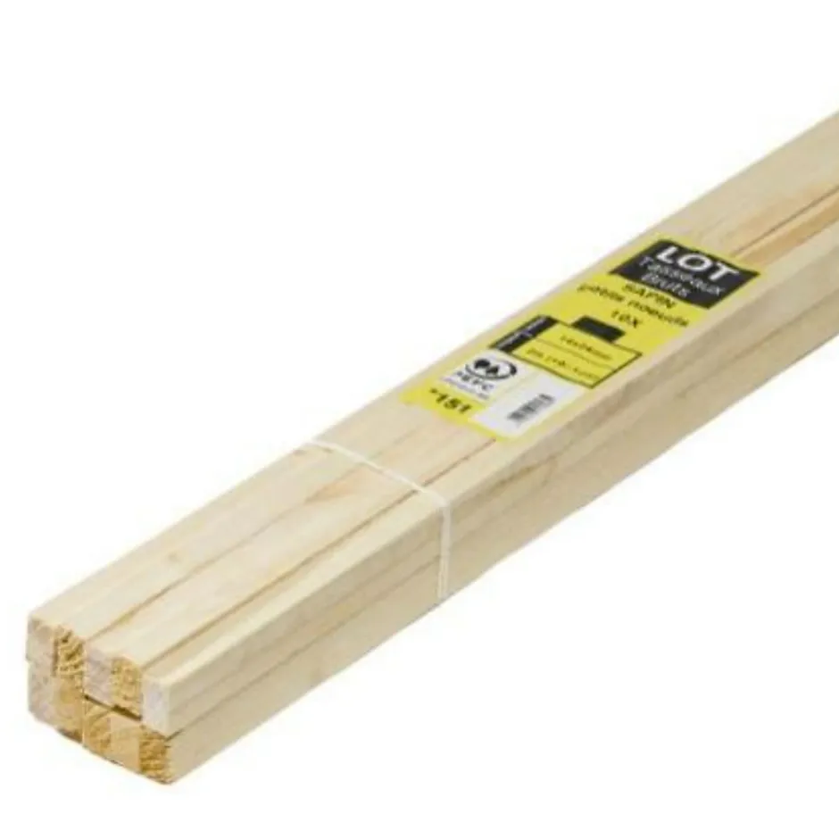 Forestea Lot de 10 tasseaux sapin brut 2000 x 25 x 13 mm