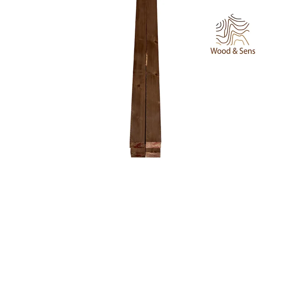 Wood&Sens Lot de 4 Tasseaux Sapin Traité marron, L.2,40 m x l.2,75 cm x Ep.27,5 mm