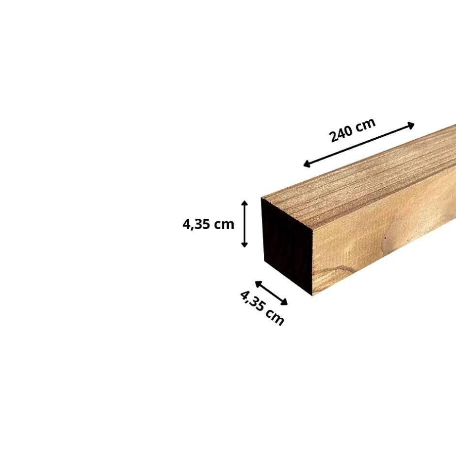 Lot de 6 Tasseaux Sapin Traité marron, L.2,40 m x l.4,35 cm x Ep.43,5 mm-Wood&Sens Clearance