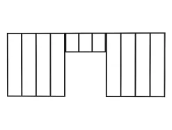 Lot de 2 verrières atelier avec imposte en aluminium thermolaqué - 2 x L120 x H130 + L83 x H40 cm - Noir - BAYVIEW-Vente-unique Sale