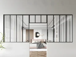 Lot de 2 verrières atelier avec imposte en aluminium thermolaqué - 2 x L120 x H130 + L83 x H40 cm - Noir - BAYVIEW-Vente-unique Sale