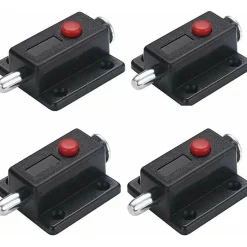 Deko Lot de 4 verrous de porte automatique à ressort avec bouton à ressort Noir