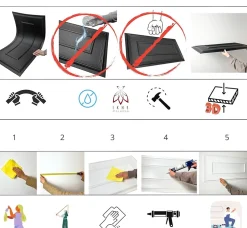 6m2 12 pièces Panneau mural 3D XPS polystyrène 100x50 cm Noir or effet béton, style cadre mural & plafond classique 120XL-Ikhemalarka Online