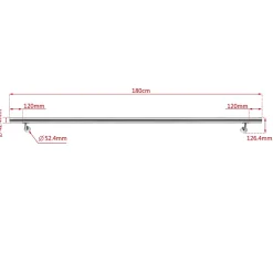 AICA Sanitaire Main courante - acier inox 304 - 180cm - Rampe escalier mural avec embouts - Pour intérieur et extérieur - Avec supports muraux
