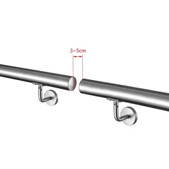 AICA Sanitaire Main courante - acier inox 304 - 100cm - Rampe escalier mural avec embouts - Pour intérieur et extérieur - Avec supports muraux