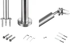 Main courante 1.2 m argent inox 201 fixation sol et mur escaliers intérieur extérieur by Aica-AICA Sanitaire New