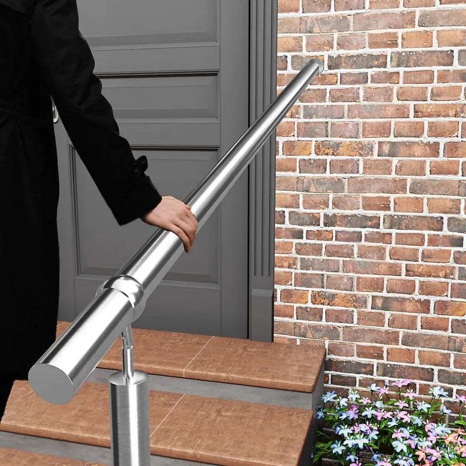 Main courante 1.2 m argent inox 201 fixation sol et mur escaliers intérieur extérieur by Aica-AICA Sanitaire New