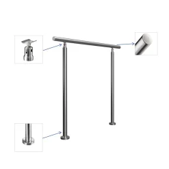 AICA Sanitaire Main courante 1 m argent inox 201 fixation sol mur escaliers rampes intérieur extérieur by Aica