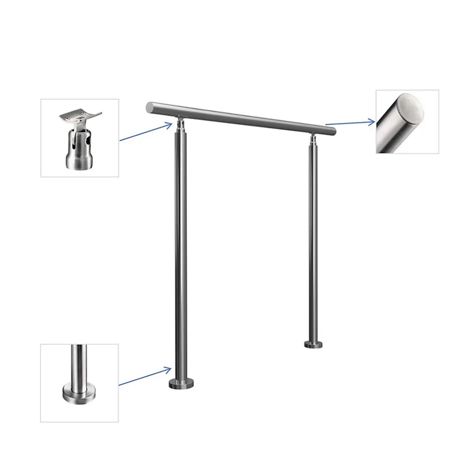 AICA Sanitaire Main courante 1.5 m argent inox 201 fixation sol mur escaliers rampes intérieur extérieur by Aica