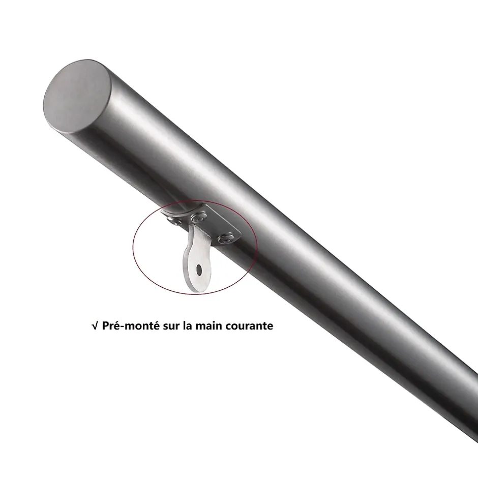 AICA Sanitaire Main courante 1.5 m argent inox 201 fixation sol mur escaliers rampes intérieur extérieur by Aica