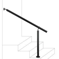 Main courante 1.5 m noir inox 201 fixation sol et mur escaliers intérieur extérieur by Aica-AICA Sanitaire Discount