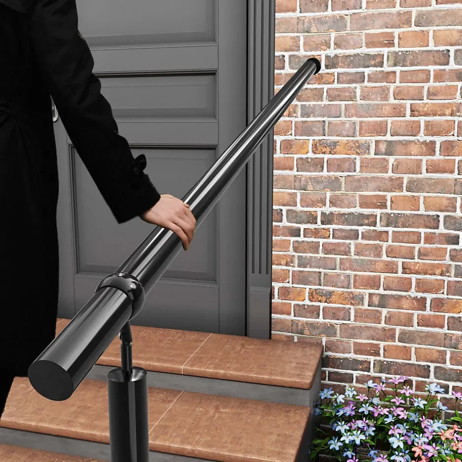 Main courante 1.5 m noir inox 201 fixation sol et mur escaliers intérieur extérieur by Aica-AICA Sanitaire Discount