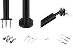 Main courante 1.2 m noir inox 201 fixation sol et mur escaliers intérieur extérieur by Aica-AICA Sanitaire Hot