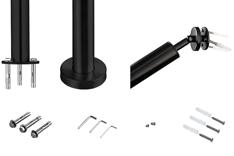 Main courante 1.2 m noir inox 201 fixation sol et mur escaliers intérieur extérieur by Aica-AICA Sanitaire Hot