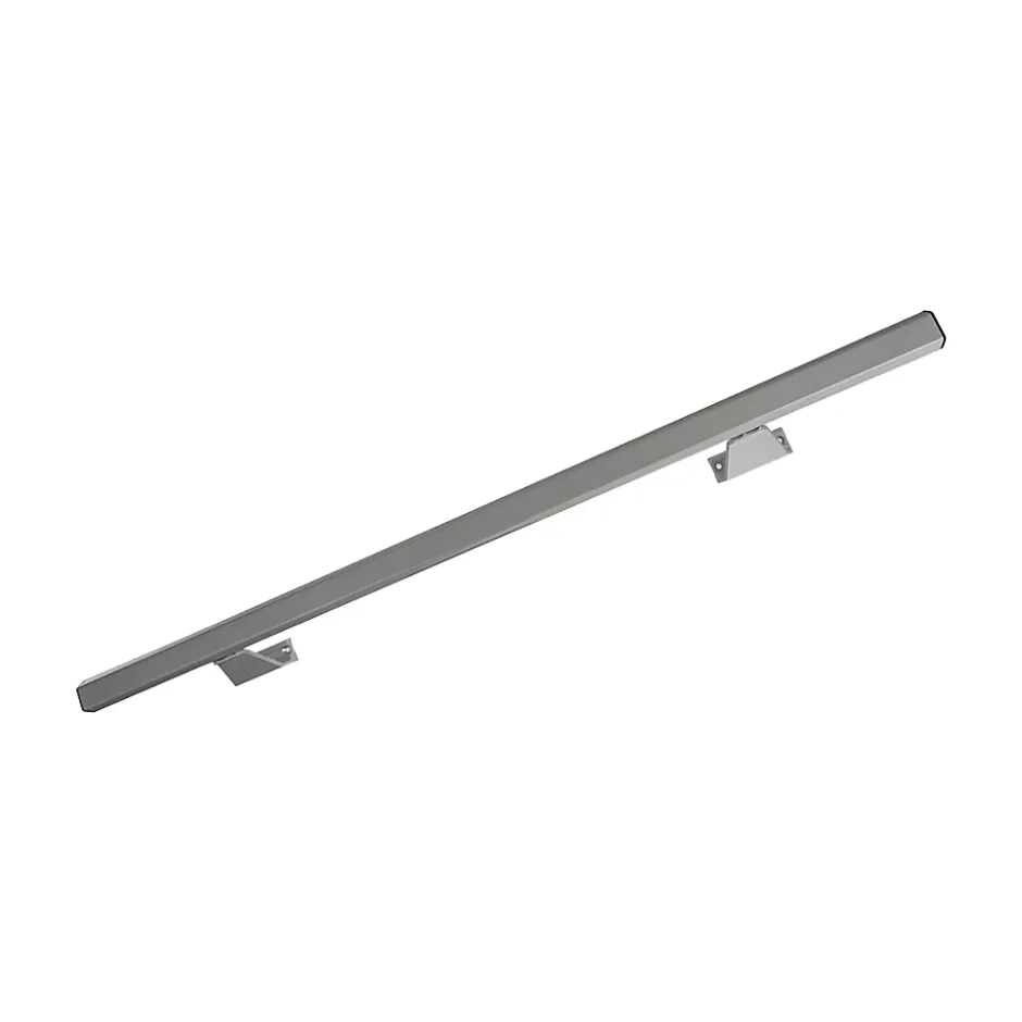 Homewell Main courante alu 1 mètre - Finition anodisée argent - Kit avec 2 supports muraux et embouts noirs