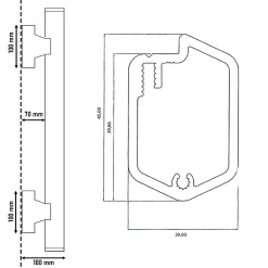 Homewell Main courante alu 1 mètre - Finition anodisée argent - Kit avec 2 supports muraux et embouts noirs