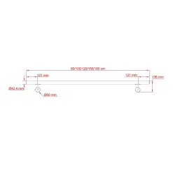 AICA Sanitaire Main courante 80cm, inox 304, Design naturel aspect bois, rampe d'escalier ronde, avec 2 supports muraux, intérieur & extérieur