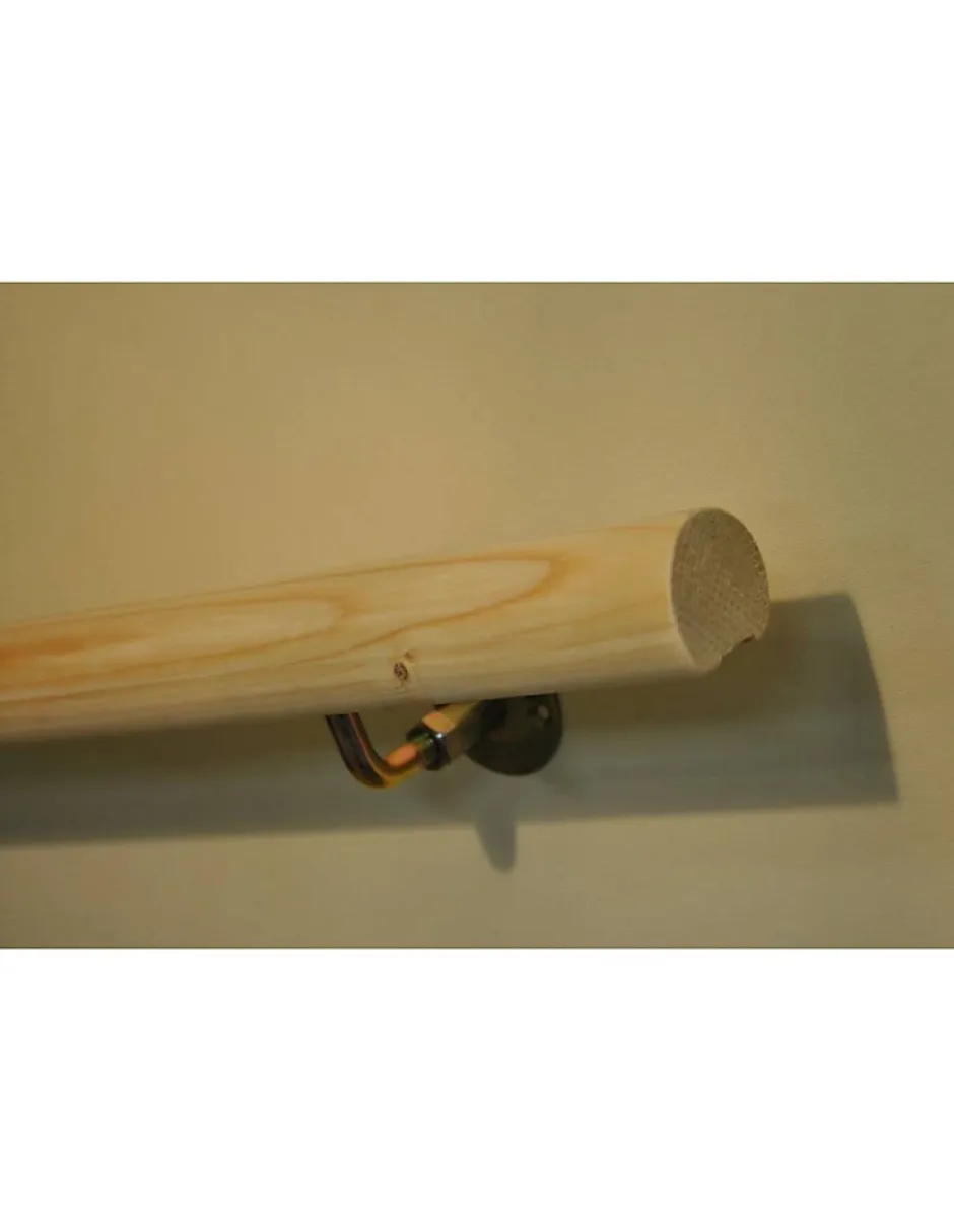 Levigne Main Courante Sapin Diam 50 Mm Avec Supports Kit Complet L 200cm