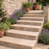 Ligerio Marche d'escalier en travertin naturel mix bords arrondis interieur exterieur