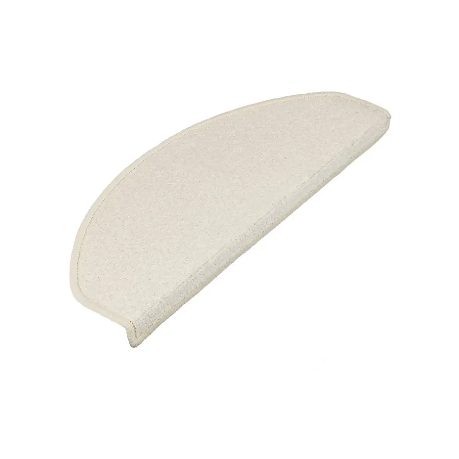 Marchettes d'escalier Dynasty Velours, antidérapantes, Crème, Semi-Circulaire, 23,5 x 65 cm --Floordirekt New