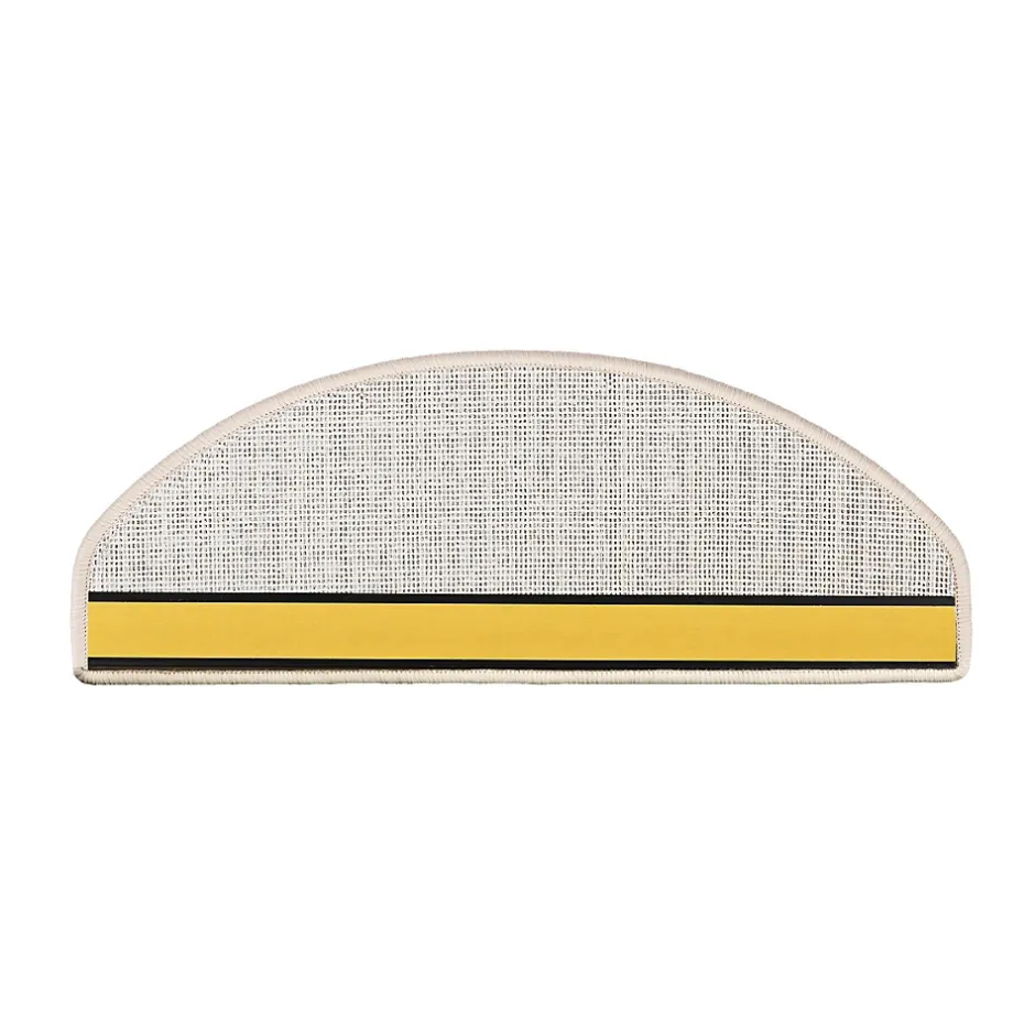 Marchettes d'escalier Dynasty Velours, antidérapantes, Crème, Semi-Circulaire, 23,5 x 65 cm --Floordirekt New