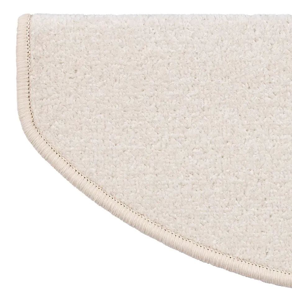 Marchettes d'escalier Dynasty Velours, antidérapantes, Crème, Semi-Circulaire, 23,5 x 65 cm --Floordirekt New