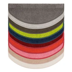 Marchettes d'escalier Dynasty Velours, antidérapantes, Crème, Semi-Circulaire, 23,5 x 65 cm --Floordirekt New