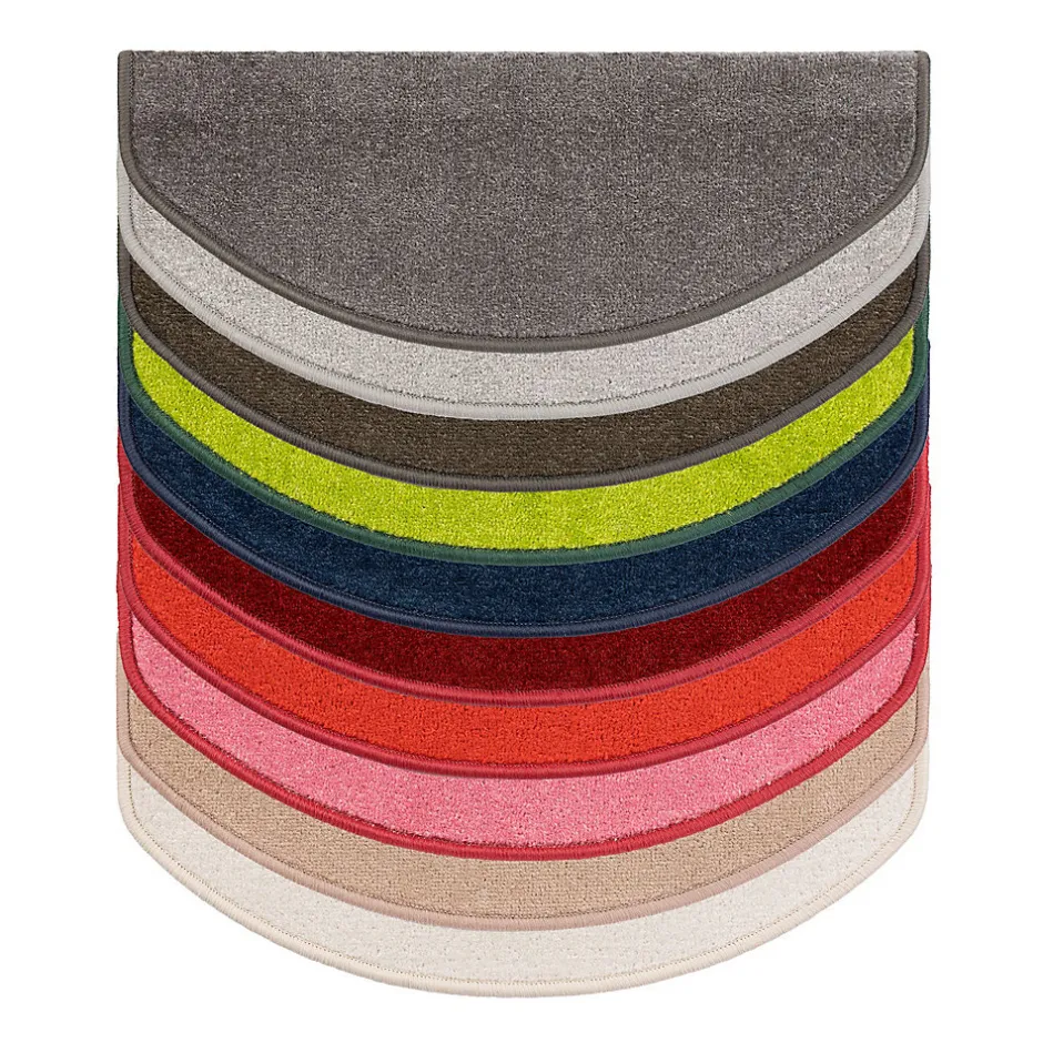 Marchettes d'escalier Dynasty Velours, antidérapantes, Crème, Semi-Circulaire, 23,5 x 65 cm --Floordirekt New