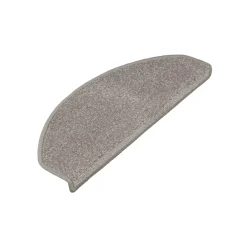 Floordirekt Marchettes d'escalier Dynasty Velours, antidérapantes, Gris argenté, Semi-Circulaire, 23,5 x 65 cm -
