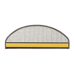Floordirekt Marchettes d'escalier Dynasty Velours, antidérapantes, Gris argenté, Semi-Circulaire, 23,5 x 65 cm -