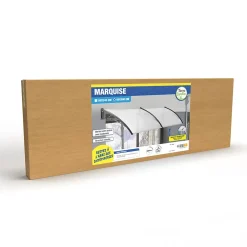 Terre Jardin Marquise de porte transparente 300 x 80 cm - Grande couverture -