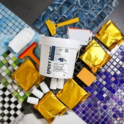 Ilcom Mastic époxy bi-composant pour le remplissage des joints - Bleu cobalt - 3Kg