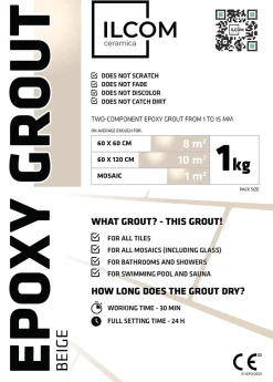 Mastic époxy bi-composant pour le remplissage des joints - Beige - 1Kg-Ilcom Best