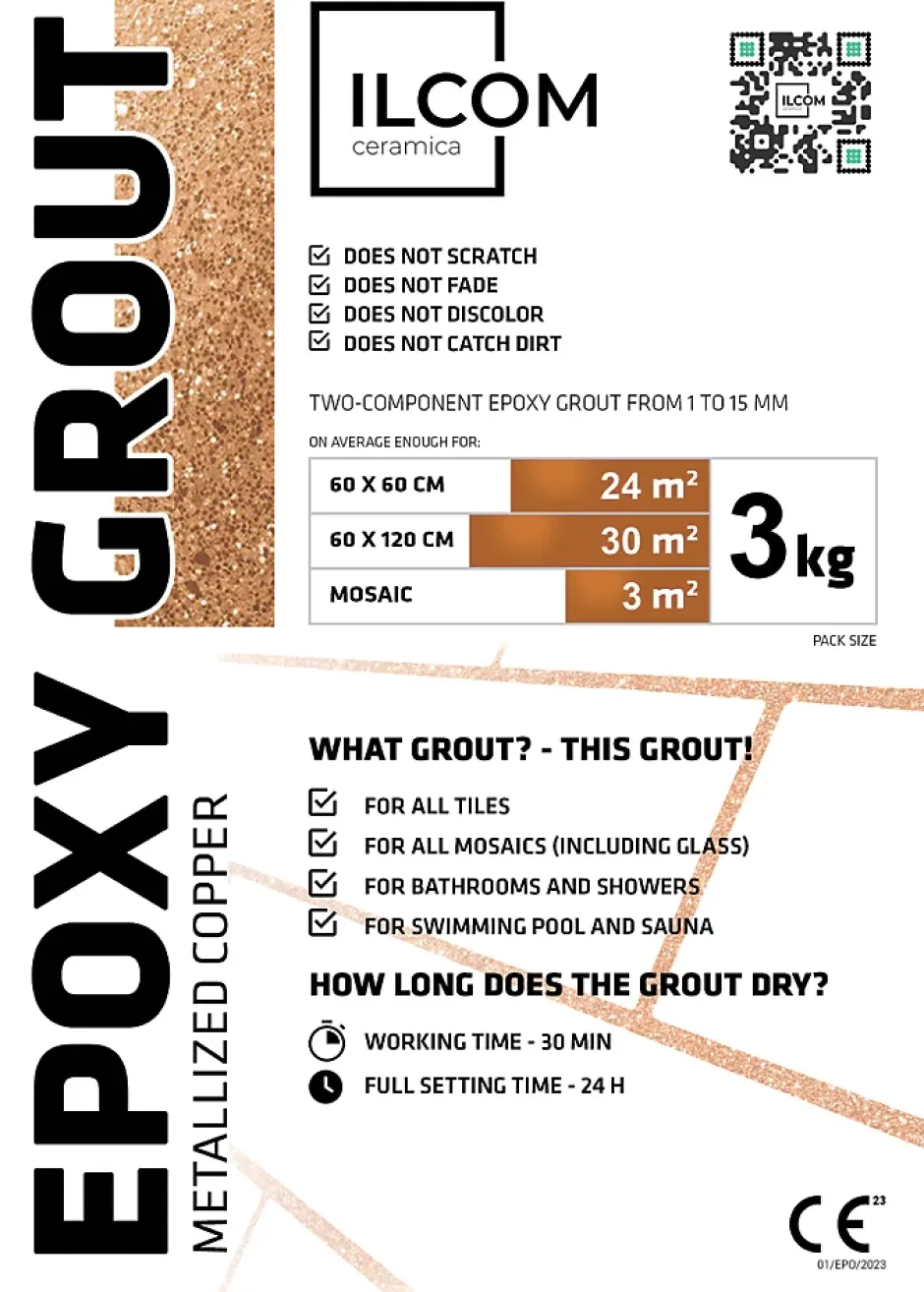 Ilcom Mastic époxy bi-composant pour le remplissage des joints - Cuivre métallique - 3Kg