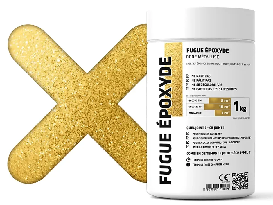 Ilcom Mastic époxy bi-composant pour le remplissage des joints - Or métallique - 1Kg