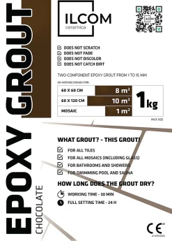 Ilcom Mastic époxy bi-composant pour le remplissage des joints - Brun chocolat - 1Kg